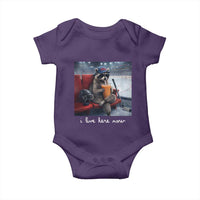 Hockey Mom Raccoon Iced Coffee Baby Onesie I Live Here Now