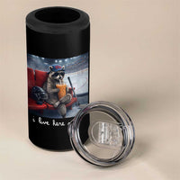 Hockey Mom Raccoon Iced Coffee 4 in 1 Can Cooler Tumbler I Live Here Now