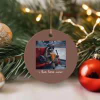 Hockey Mom Raccoon Iced Coffee Ceramic Ornament I Live Here Now