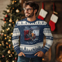Hockey Mom Raccoon Iced Coffee Ugly Christmas Sweater I Live Here Now