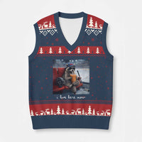 Hockey Mom Raccoon Iced Coffee V-Neck Knit Sweater Vest I Live Here Now