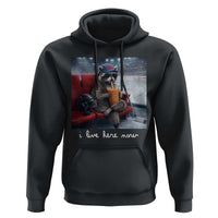 Hockey Mom Raccoon Iced Coffee Hoodie I Live Here Now