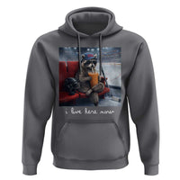 Hockey Mom Raccoon Iced Coffee Hoodie I Live Here Now