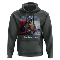 Hockey Mom Raccoon Iced Coffee Hoodie I Live Here Now