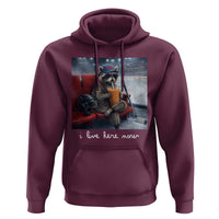 Hockey Mom Raccoon Iced Coffee Hoodie I Live Here Now