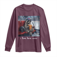 Hockey Mom Raccoon Iced Coffee Long Sleeve Shirt I Live Here Now