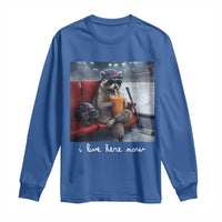Hockey Mom Raccoon Iced Coffee Long Sleeve Shirt I Live Here Now