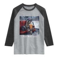 Hockey Mom Raccoon Iced Coffee Raglan Shirt I Live Here Now