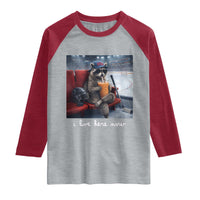 Hockey Mom Raccoon Iced Coffee Raglan Shirt I Live Here Now