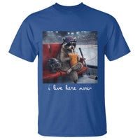 Hockey Mom Raccoon Iced Coffee T Shirt I Live Here Now