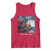 Hockey Mom Raccoon Iced Coffee Tank Top I Live Here Now