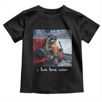 Hockey Mom Raccoon Iced Coffee Toddler T Shirt I Live Here Now
