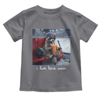 Hockey Mom Raccoon Iced Coffee Toddler T Shirt I Live Here Now