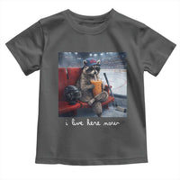 Hockey Mom Raccoon Iced Coffee Toddler T Shirt I Live Here Now