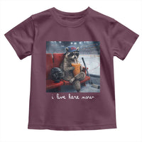 Hockey Mom Raccoon Iced Coffee Toddler T Shirt I Live Here Now