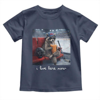 Hockey Mom Raccoon Iced Coffee Toddler T Shirt I Live Here Now