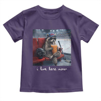 Hockey Mom Raccoon Iced Coffee Toddler T Shirt I Live Here Now