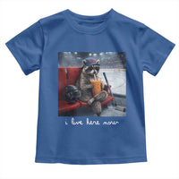 Hockey Mom Raccoon Iced Coffee Toddler T Shirt I Live Here Now