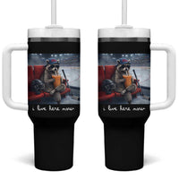 Hockey Mom Raccoon Iced Coffee Tumbler With Handle I Live Here Now