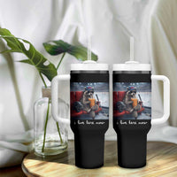 Hockey Mom Raccoon Iced Coffee Tumbler With Handle I Live Here Now