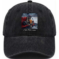 Hockey Mom Raccoon Iced Coffee Washed Cotton Baseball Cap I Live Here Now