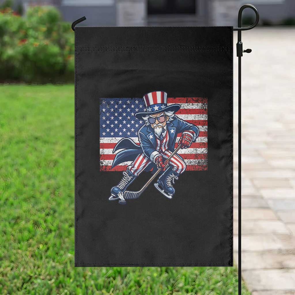 Uncle Sam Hockey Player 4th of July American Flag Garden Flag