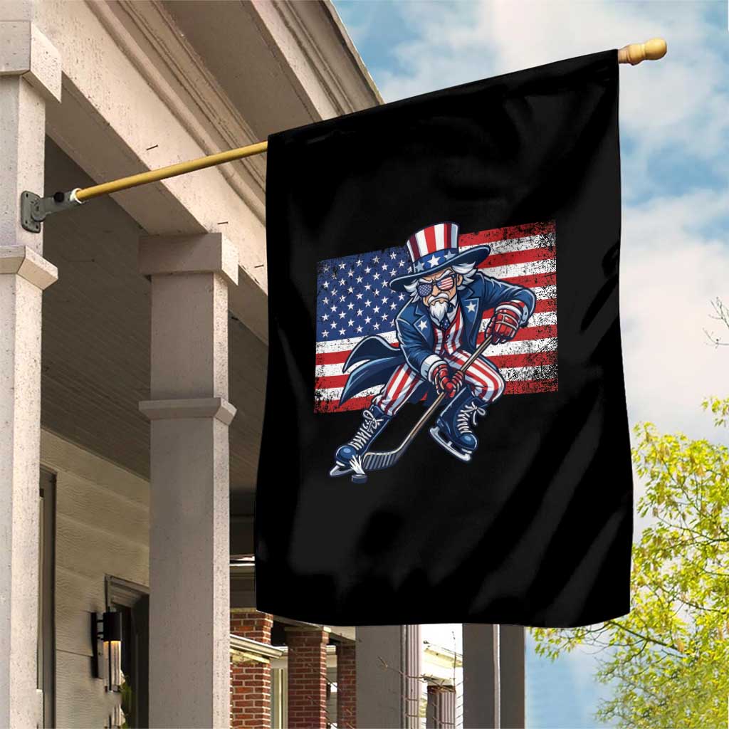 Uncle Sam Hockey Player 4th of July American Flag Garden Flag