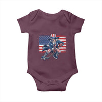 Uncle Sam Hockey Player 4th of July American Flag Baby Onesie