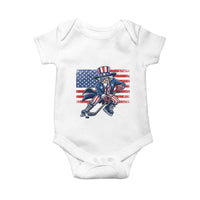 Uncle Sam Hockey Player 4th of July American Flag Baby Onesie