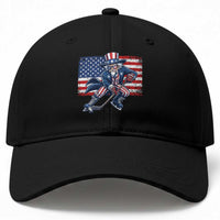 Uncle Sam Hockey Player 4th of July American Flag Baseball Cap