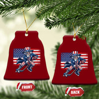 Uncle Sam Hockey Player 4th of July American Flag Ceramic Ornament