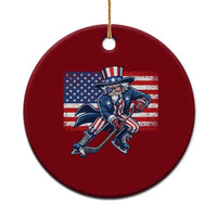 Uncle Sam Hockey Player 4th of July American Flag Ceramic Ornament