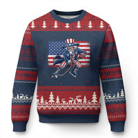 Uncle Sam Hockey Player 4th of July American Flag Ugly Christmas Sweater