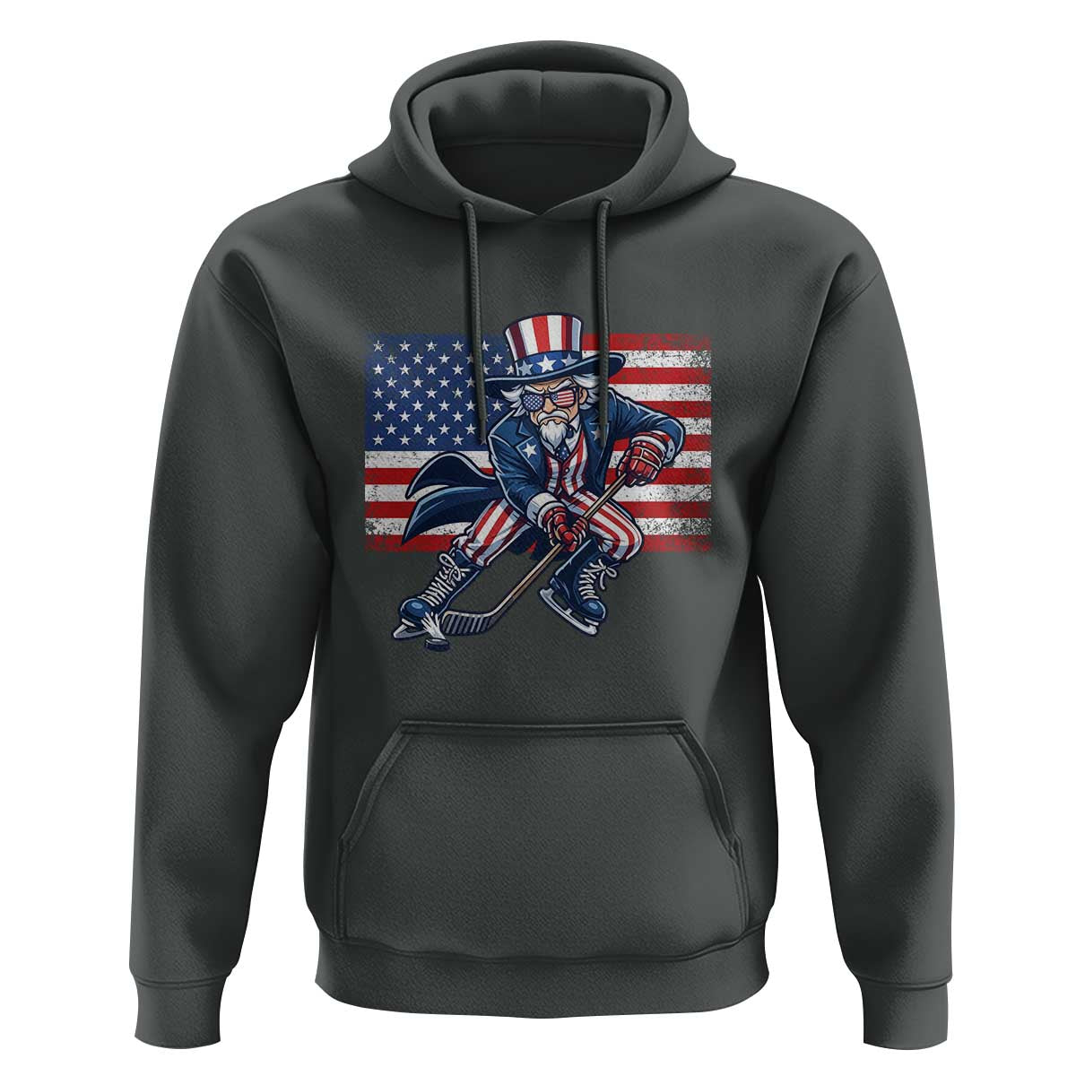 Uncle Sam Hockey Player 4th of July American Flag Hoodie
