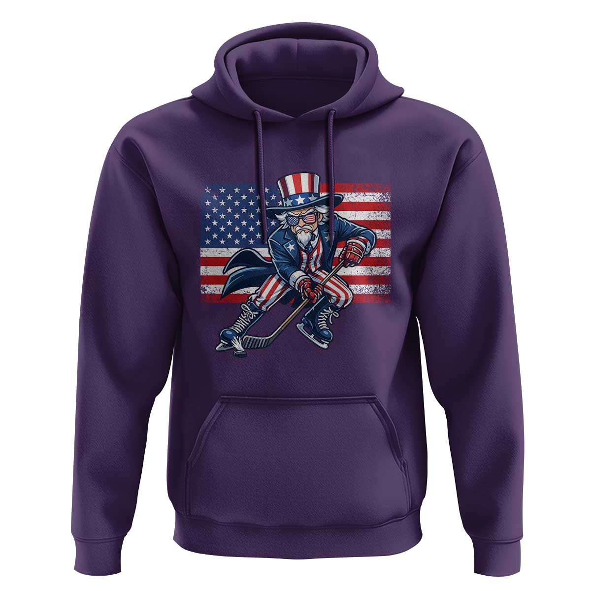 Uncle Sam Hockey Player 4th of July American Flag Hoodie