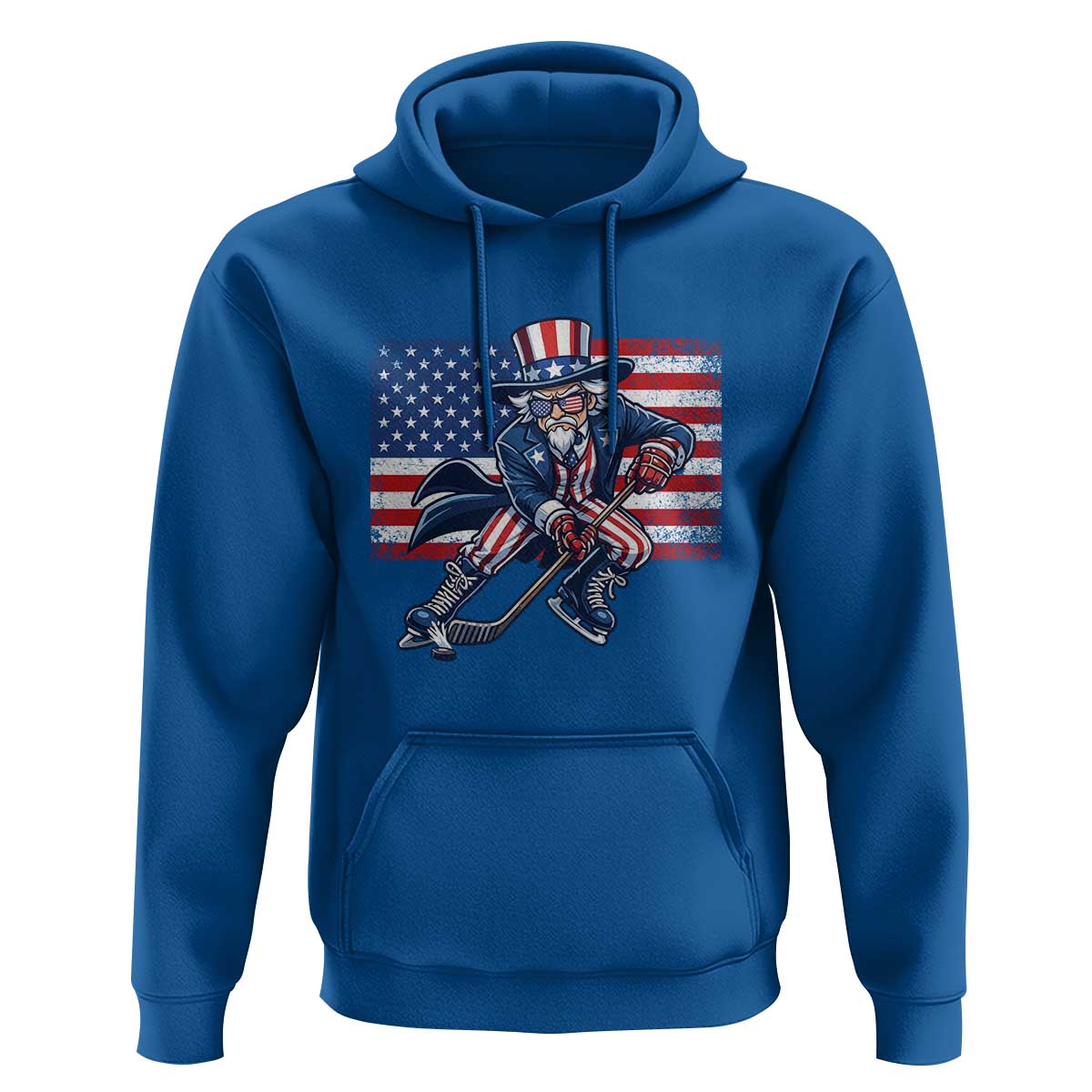 Uncle Sam Hockey Player 4th of July American Flag Hoodie
