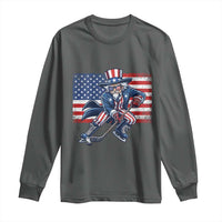 Uncle Sam Hockey Player 4th of July American Flag Long Sleeve Shirt
