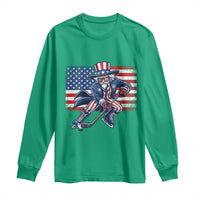 Uncle Sam Hockey Player 4th of July American Flag Long Sleeve Shirt
