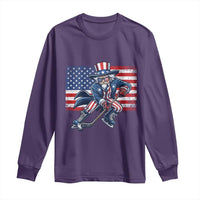 Uncle Sam Hockey Player 4th of July American Flag Long Sleeve Shirt