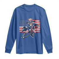 Uncle Sam Hockey Player 4th of July American Flag Long Sleeve Shirt