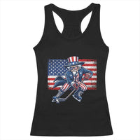 Uncle Sam Hockey Player 4th of July American Flag Racerback Tank Top