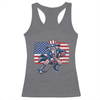 Uncle Sam Hockey Player 4th of July American Flag Racerback Tank Top
