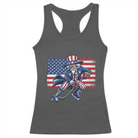 Uncle Sam Hockey Player 4th of July American Flag Racerback Tank Top