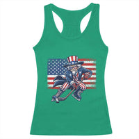 Uncle Sam Hockey Player 4th of July American Flag Racerback Tank Top