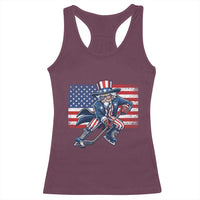 Uncle Sam Hockey Player 4th of July American Flag Racerback Tank Top