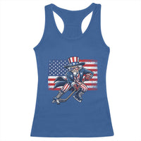 Uncle Sam Hockey Player 4th of July American Flag Racerback Tank Top