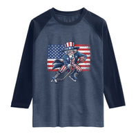 Uncle Sam Hockey Player 4th of July American Flag Raglan Shirt