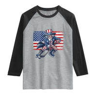 Uncle Sam Hockey Player 4th of July American Flag Raglan Shirt