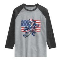 Uncle Sam Hockey Player 4th of July American Flag Raglan Shirt