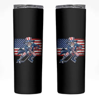 Uncle Sam Hockey Player 4th of July American Flag Skinny Tumbler